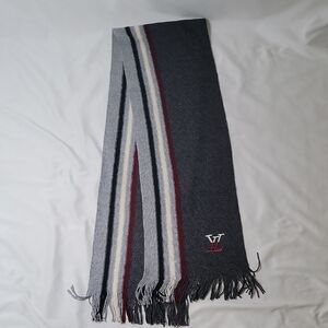 Louis Vuitton Dark Gray Striped Men's Scarf with Burgundy & Cream Accents